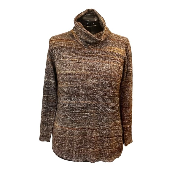 Max Studio Melange Brown Long Line Cowl Neck Sweater - Picture 3 of 15